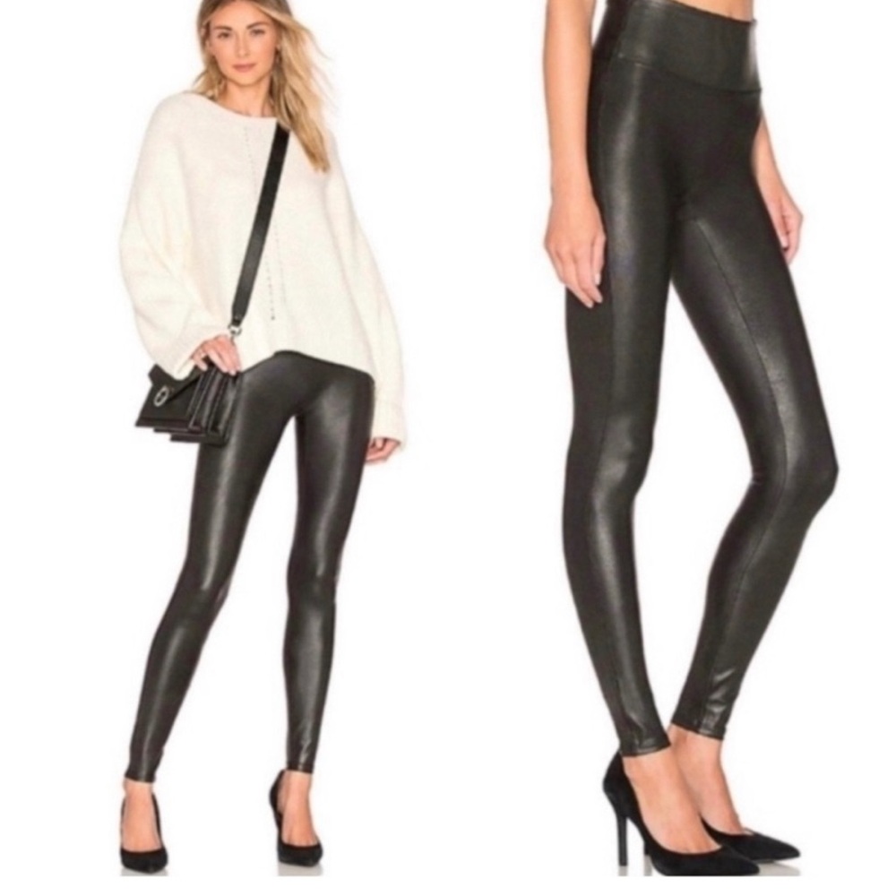Spanx Faux Leather Black Leggings size small